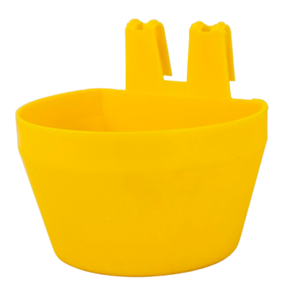 Drinking &amp; feeding bowl to hang up for exhibitions - Zellnapf-yellow