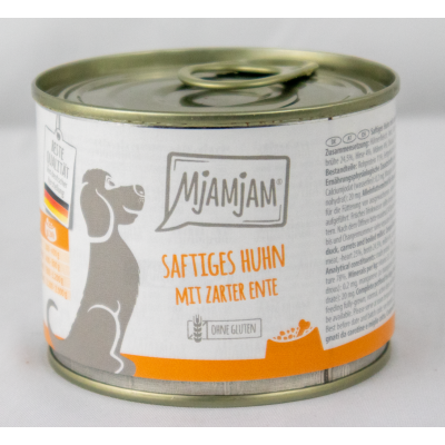 Dog food "Chicken, duck &amp; carrots" - 200g tin of juicy chicken with tender duck on carrots &amp; millet