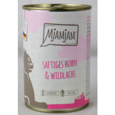 Chicken &amp; wild salmon cat food - 400g tin of succulent chicken with fresh wild salmon