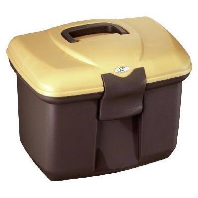 Plaster box, dark brown/gold