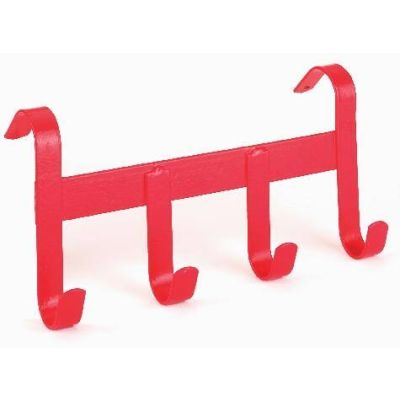 Bridle holder, metal, 4 hooks, Red