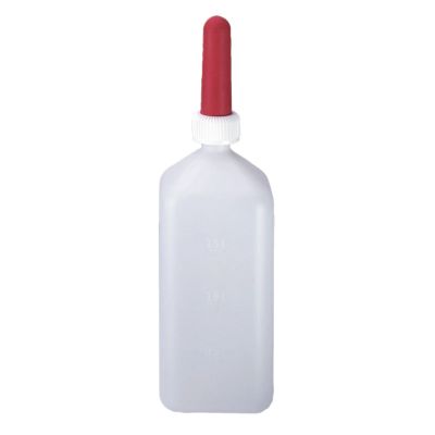 Calf milk bottle 2 litre square, complete with suction cup