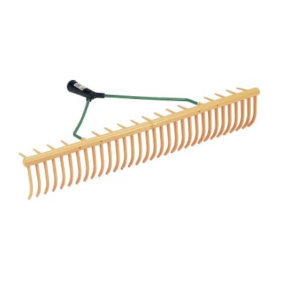Plastic lawn rake, 32 curved tines and 16 cross tines, 64 cm wide