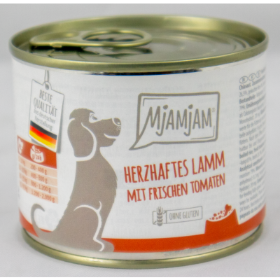 Lamb &amp; rice" dog food - 200g tin of savoury lamb on cooked rice with fresh tomatoes
