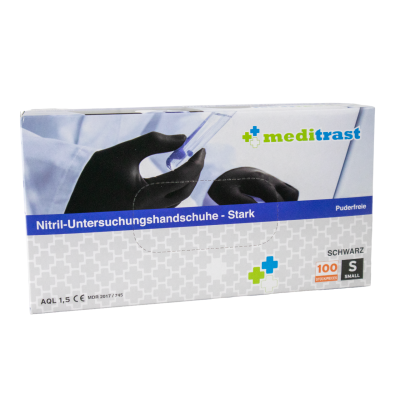 Nitrile disposable gloves "Strong" size S - 100 powder-free black gloves
