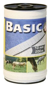 Pasture fence 200 m x 10 mm, white, head 4 x 0.16 Niro euro