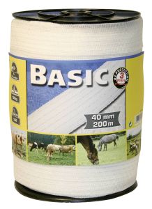 Pasture fence 200 m x 40 mm, white, head 8 x 0.16 Niro euro