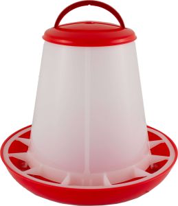 Geflügelfutterautomat 1kg mit Deckel rot/weiß