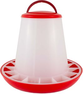 Geflügelfutterautomat bis zu 3 kg Futter mit Deckel rot/weiß