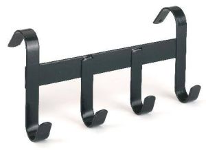 Bridle rack metal 4 hooks black