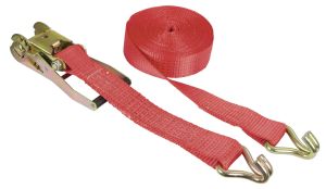 Lashing strap 2-piece, 8 m x 50 mm, 5000 kg, Red