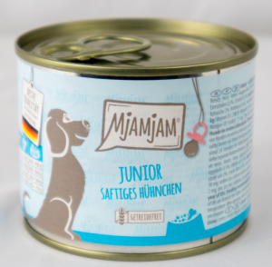 Junior" dog food - 200g tin of succulent chicken with egg