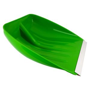 Shovel made of plastic suitable for grain and snow, with bumper