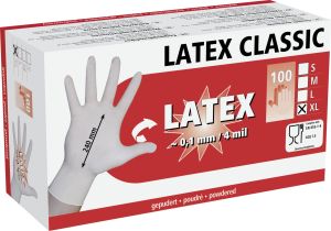 LaTeX disposable gloves, 100 pieces size XL.