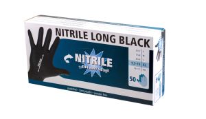 Nitrile Handschuhe Long Black 300 mml, 50 Stück, Größe XL
