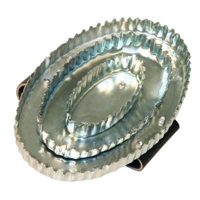 Reformstriegel oval, mit Handschlaufe aus Leder