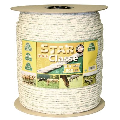 Rope braid 500 m, 6 mm, white/green, head 3 x 0.30 Niro + 3 x 0.30 Ku euro