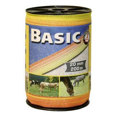 Pasture fence tape 200 m x 20 mm, yellow/orange wire 4 x 0.16 Niro euro