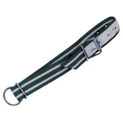 Green/white collar 130 x 4 cm, roller buckle, oval link, D-ring