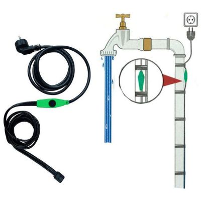 Frost protection heating cable 12 m with thermostat