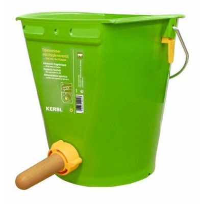 Hygienic drinking bucket with collapsible valve