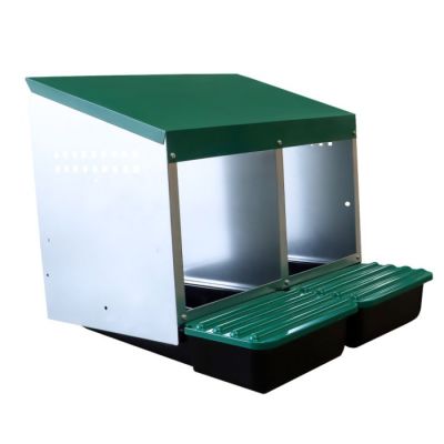 Metal laying nest with 2 compartments - with egg compartment & plastic shelves