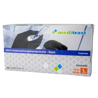 Nitrile disposable gloves "Strong" size L - 100 powder-free black gloves