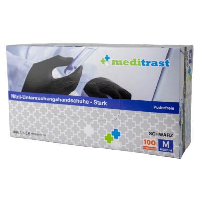 Nitrile disposable gloves "Strong" size M - 100 powder-free black gloves