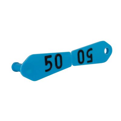 Ohrmarke Duo blau, geprägt, 25 Stück - Nr.76-100