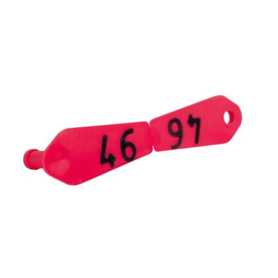 Ohrmarke Duo rot, geprägt, 25 Stück - Nr.51-75