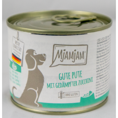Dog food "Turkey &amp; rice" - 200g tin of good turkey on boiled rice with steamed courgette