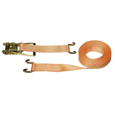 Lashing strap 2-piece, 8 m x 5 cm orange with claw hook, 4000 kg