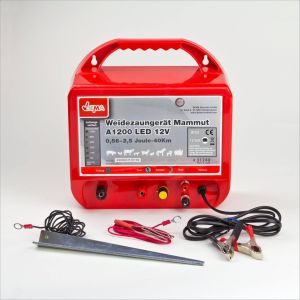 Pasture fence controller battery A 1200 LED, 40 km fence, with connection for car battery