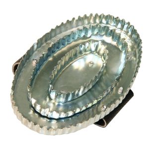 Reformstriegel oval, mit Handschlaufe aus Leder