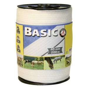Pasture fence 200 m x 40 mm, white, head 8 x 0.16 Niro euro