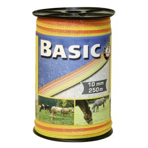 Pasture fence tape 250 m x 10 mm, yellow/orange wire 4 x 0.16 Niro euro