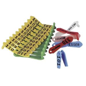 Eartag duo yellow, red, blue, green, white, marked - 25 PCs / Pack