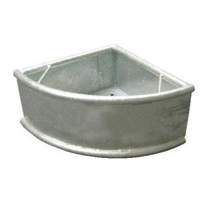 Horse feeding trough triangle trough, metal with rotating circular pipe