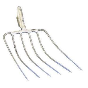 Corn fork 6 tines, 36 x 34 cm spring duels with outer tines